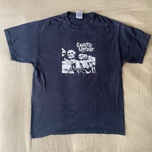 Caustic Uproar, San Diego punk band, men’s large, used t-shirt